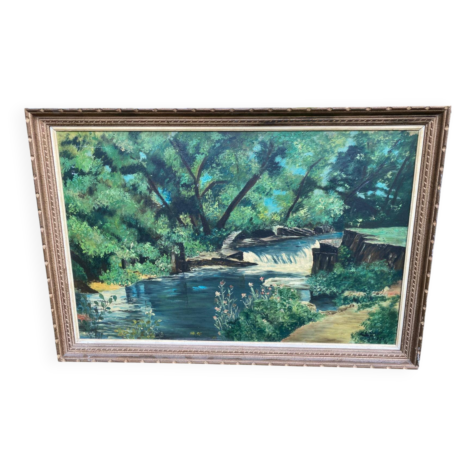 Clody.F 1974 oil painting on canvas forest landscape 110x75