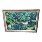 Clody.F 1974 oil painting on canvas forest landscape 110x75