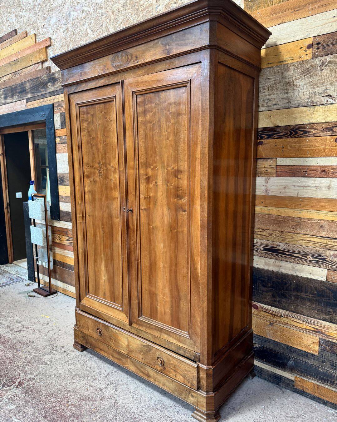 19th-century walnut wardrobe