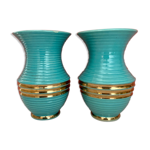 Lot de deux vases vintage en céramique art déco