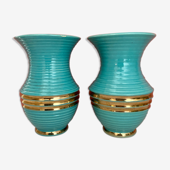 Set of two vintage art deco ceramic vases