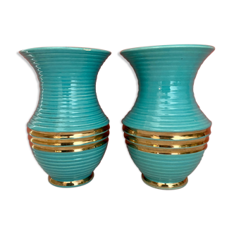 Set of two vintage art deco ceramic vases