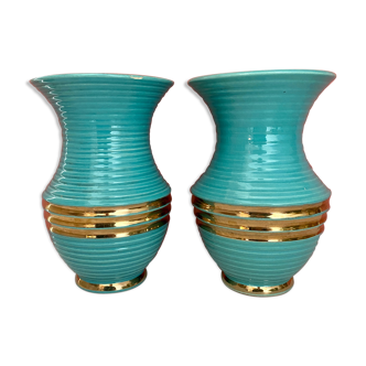 Lot de deux vases vintage en céramique art déco