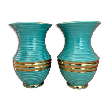 Set of two vintage art deco ceramic vases