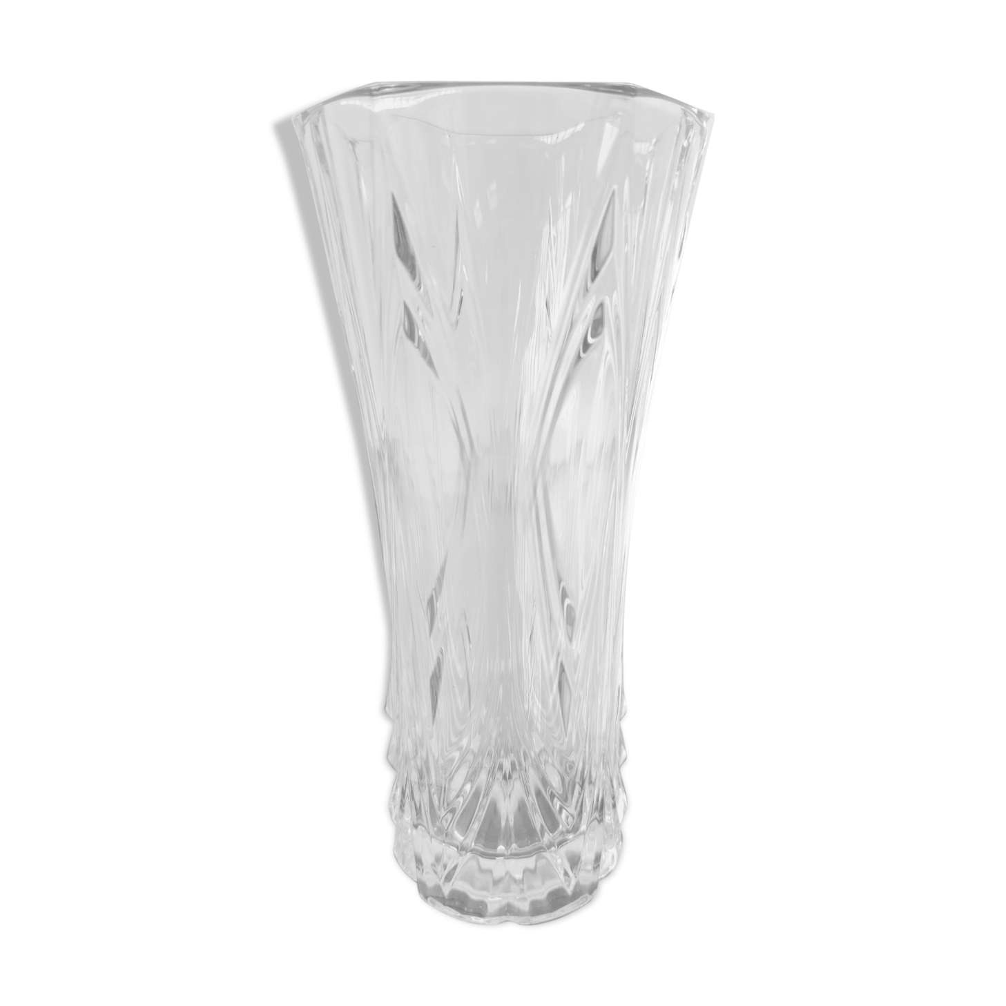Vase en verre soufflé bord polygonal