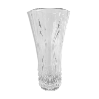 Blown glass vase, polygonal edge, H: 24cm.