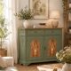 GREEN BRONZE AND WOOD BUFFET WITH MARQUETRY