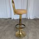 Tabouret de bar italien mid-century modern en laiton et cuir