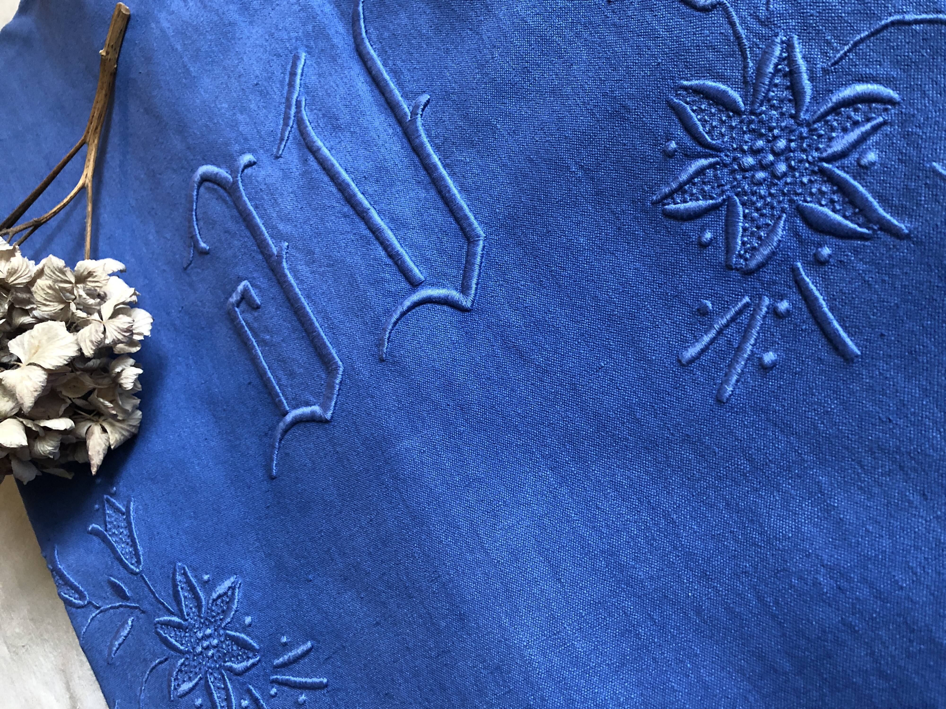 Antique linen and cotton sheet dyed Patmos blue