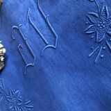 Antique linen and cotton sheet dyed Patmos blue