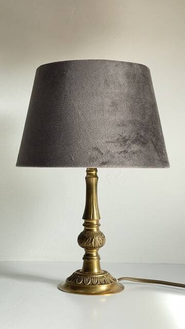 MASSIVE BRASS LAMP and VINTAGE Velvet