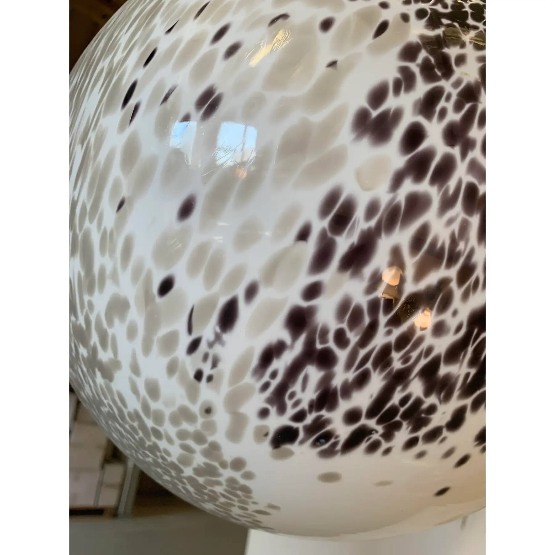 Brown and Beige Murrine Milky-White Sphere in Contemporary Murano-Style Glass