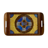 Rosewood wood top, marquetry and butterflies, Brazil 1950