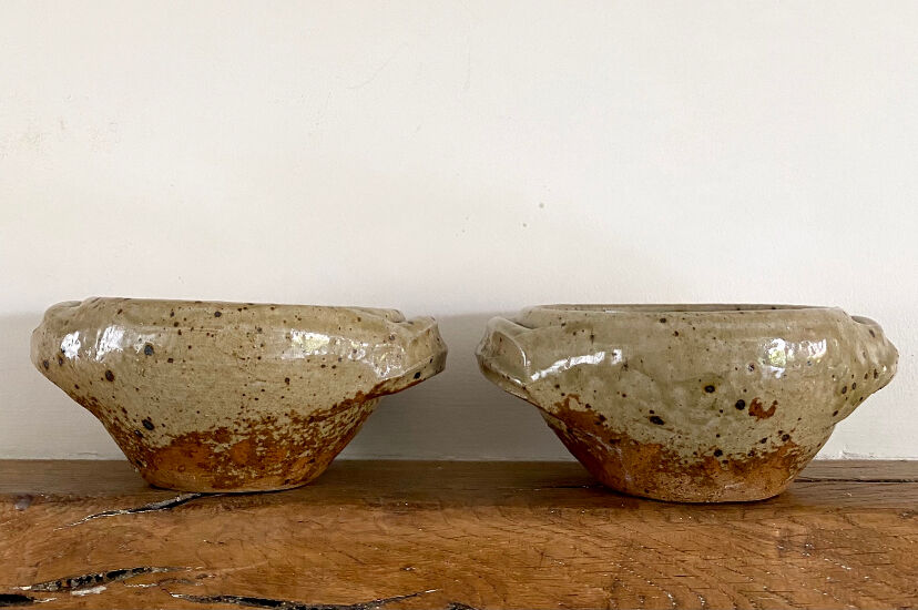 Six pyrite sandstone cups