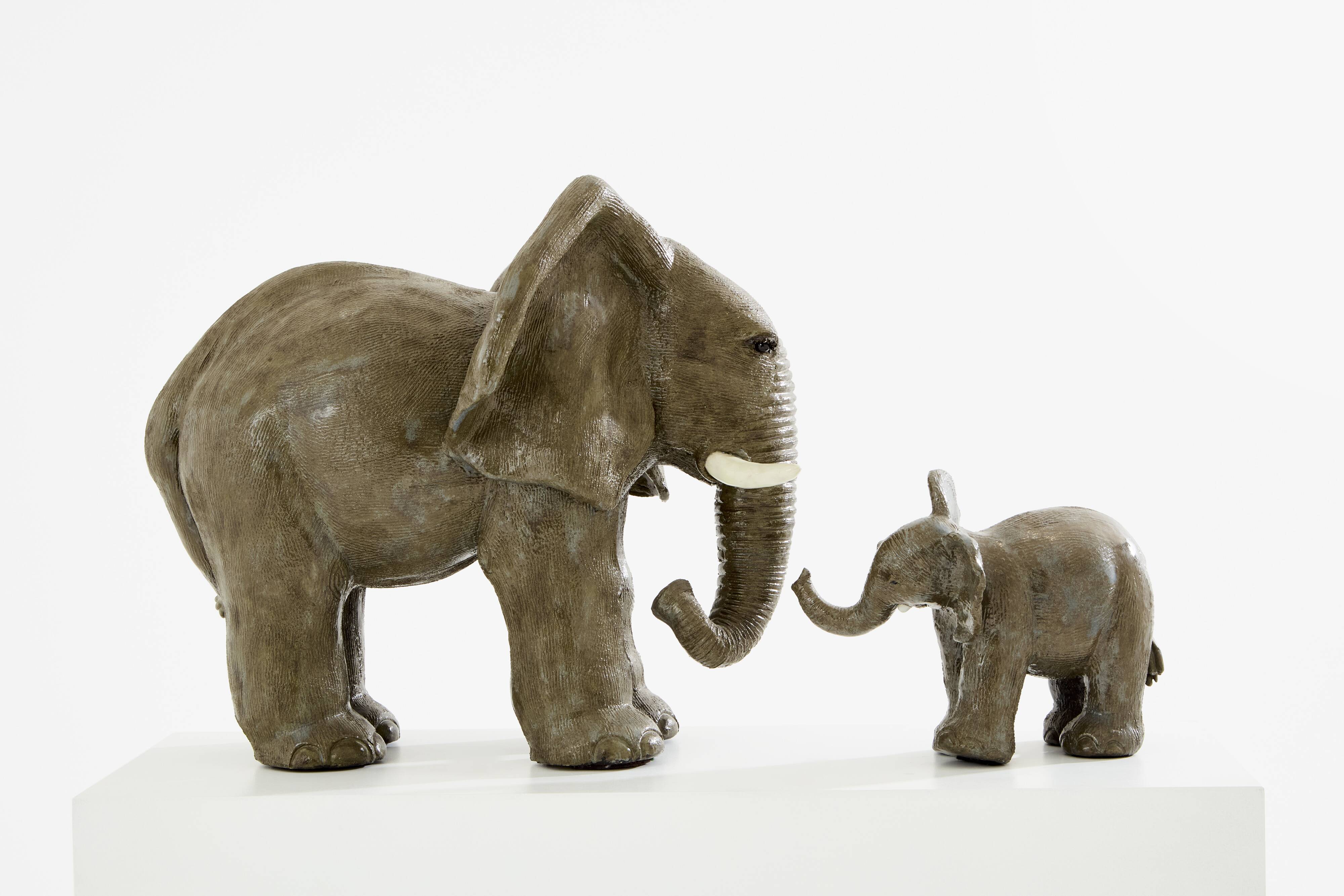 Valérie Courtet elephant sculptures in glazed sandstone circa 2010