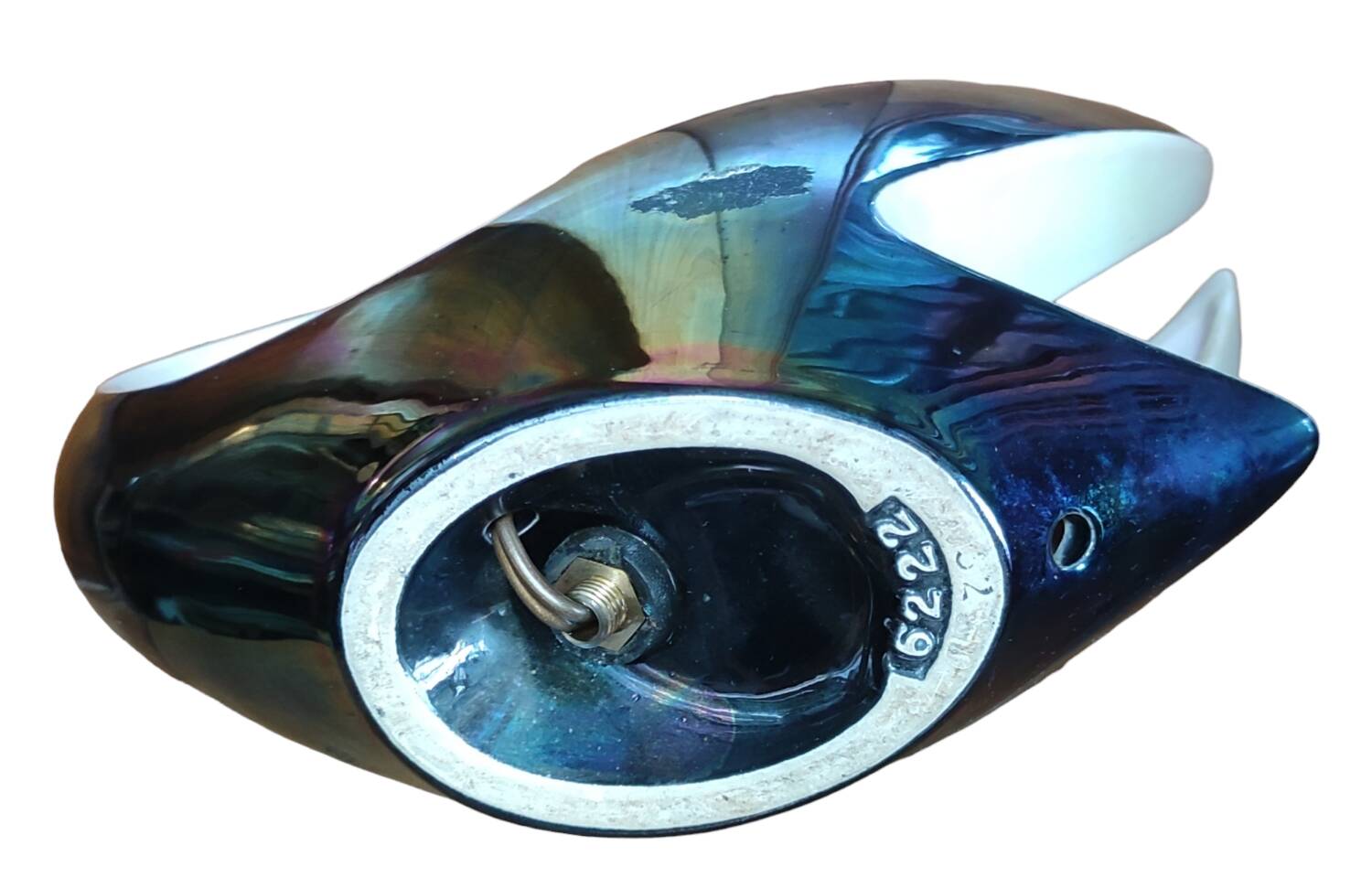 Vintage zoomorphic swan lamp iridescent ceramic