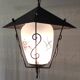 Lantern pendant light in metal, brass and glass - 50s/60s
