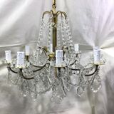 Chandelier with 8 lights in bronze and crystal