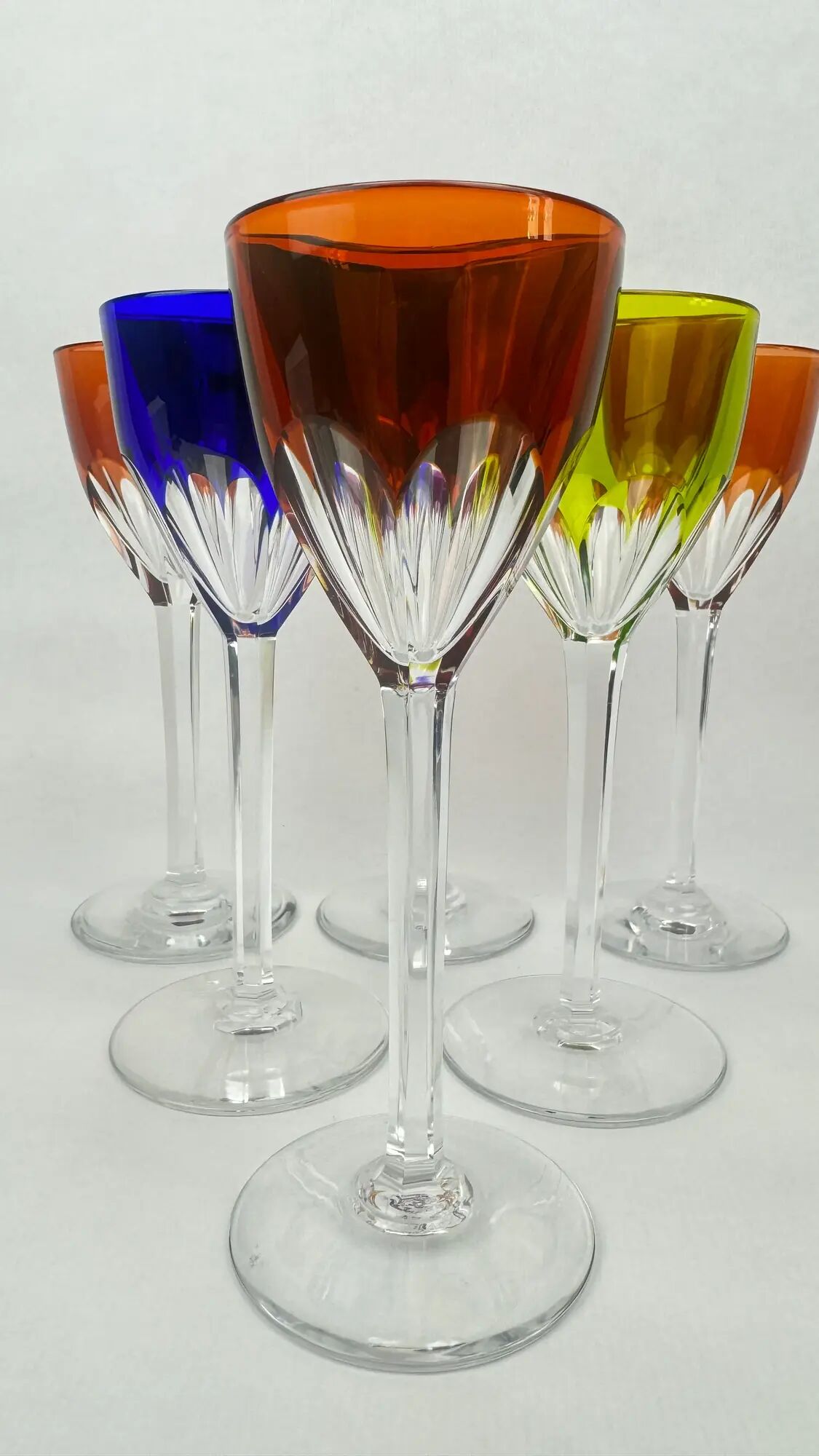 Baccarat, 6 verres Genova en cristal double couleur, 19 cm