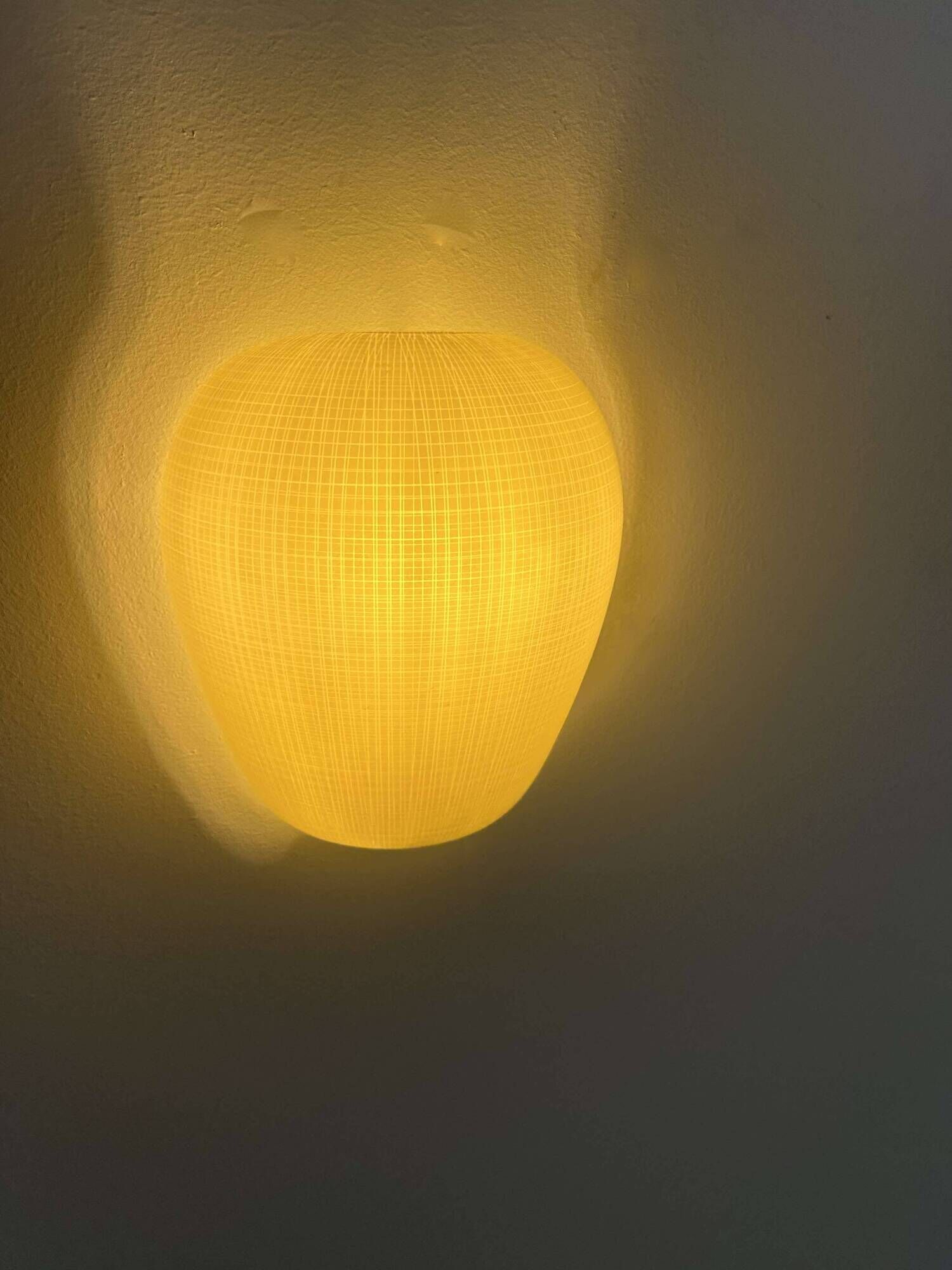 Pair of vintage wall lights, striated opaline white glass, France 1950