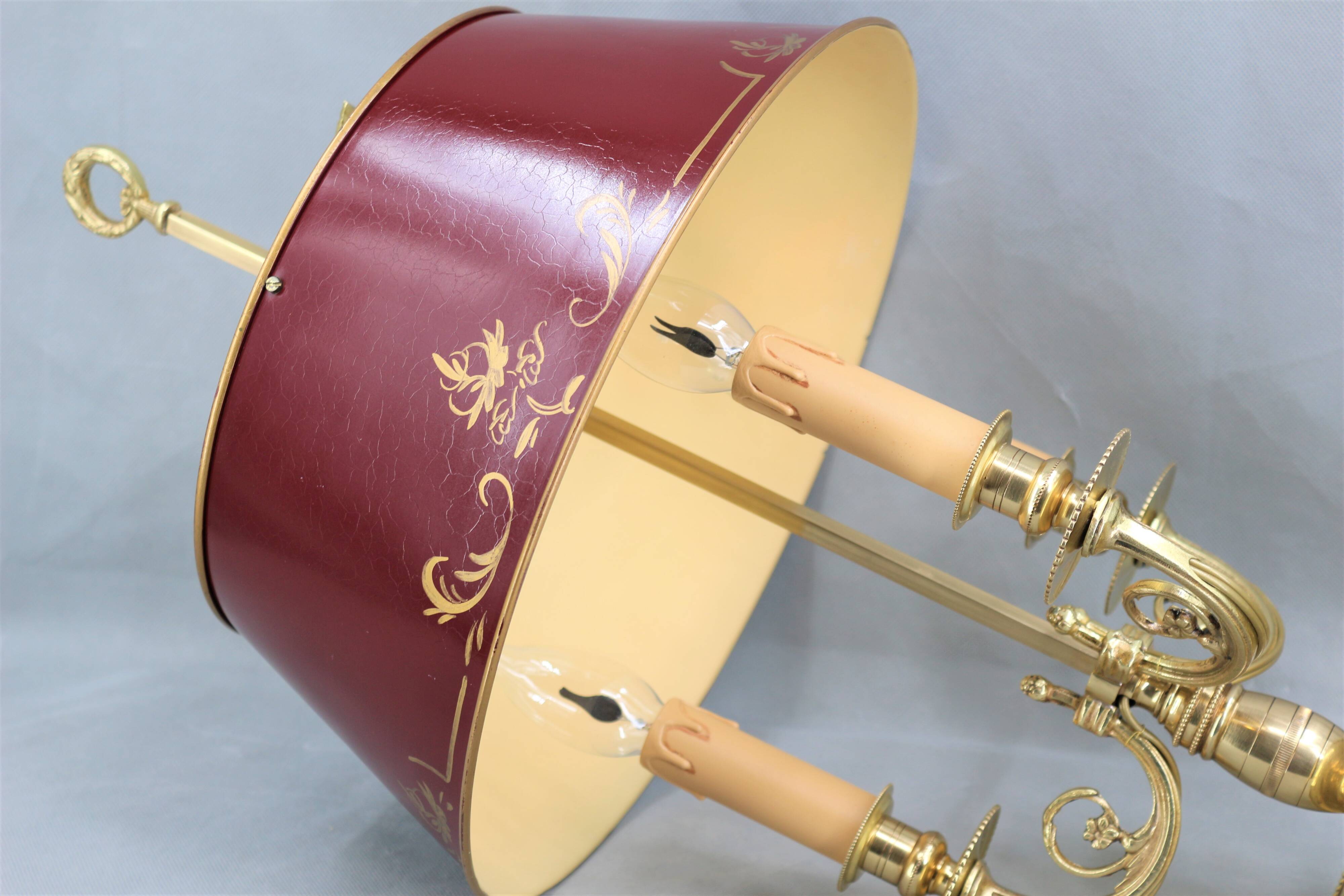 Bouillotte lamp in gilded bronze, Louis XV style, three lights