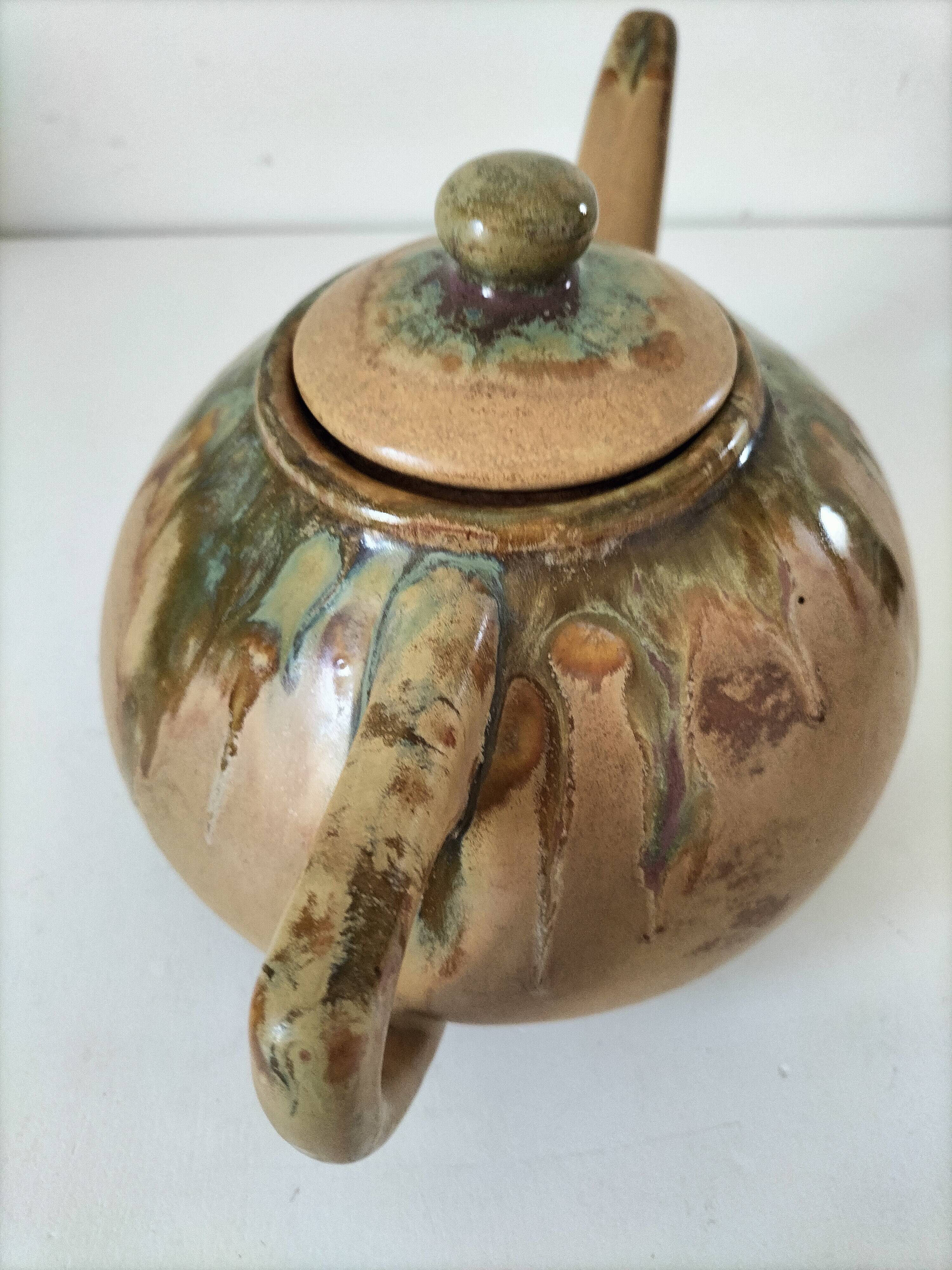 Grandet teapot in flamed stoneware Pierrefonds – Heraldic Faience
