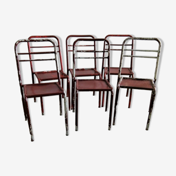 Lot de 6 chaises industrielles en metal