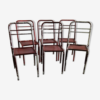 Set of 6 industrial metal chairs