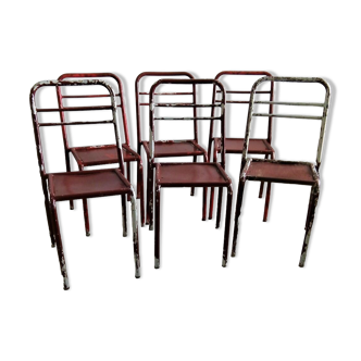 Set of 6 industrial metal chairs