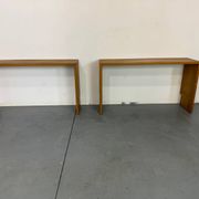 Magnifique banc d'entrée minimaliste en bois, de belle facture, années 1970