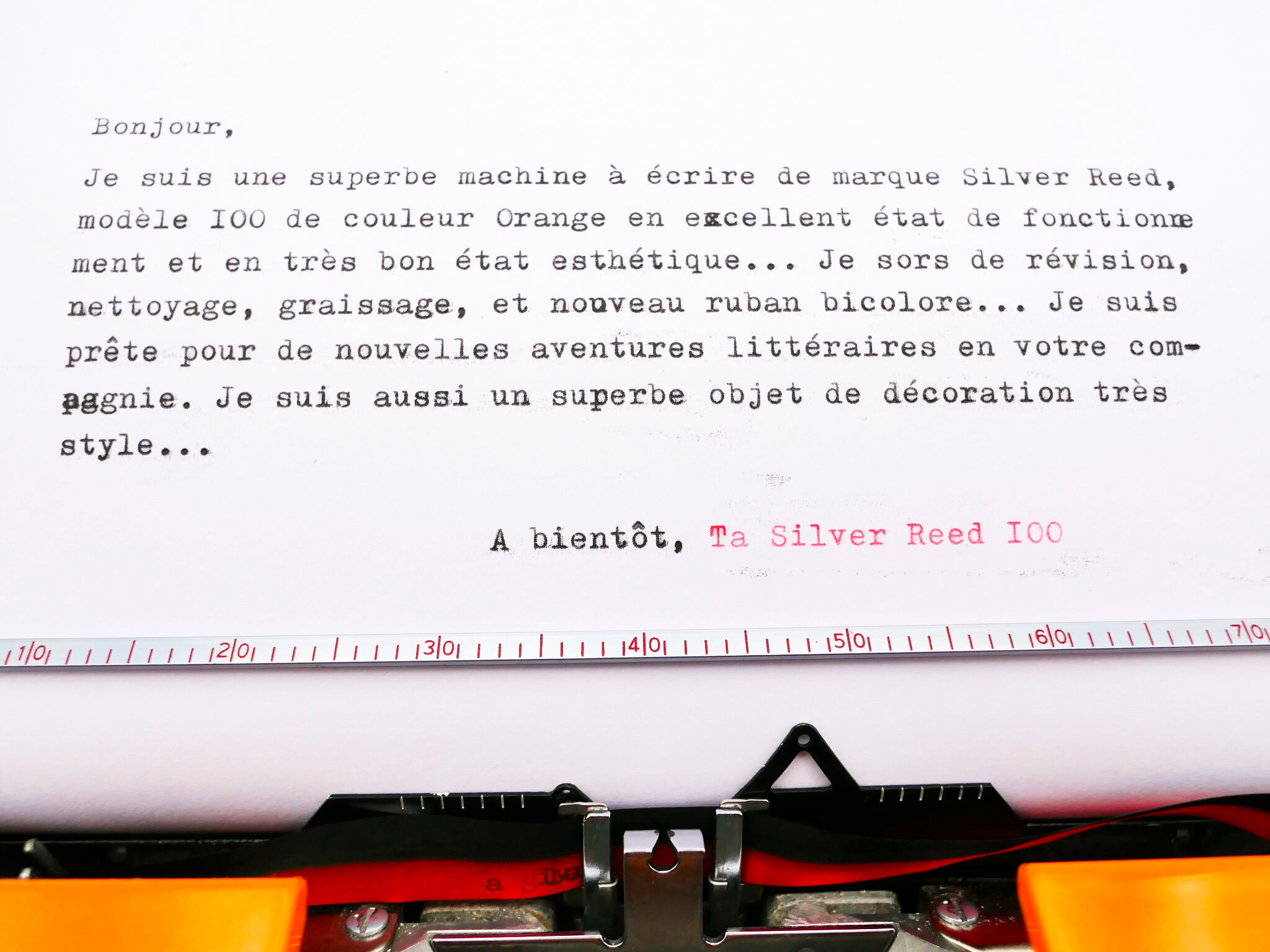Silver typewriter reed 100 revised orange ribbon new