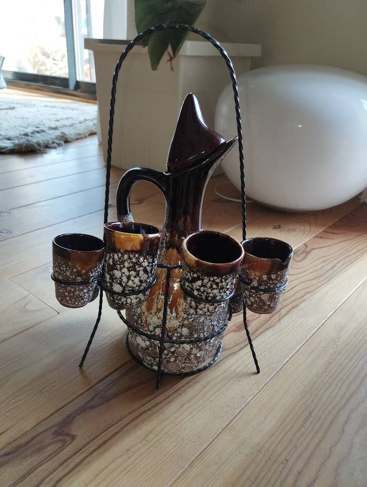 Vintage liqueur service signed Vallauris