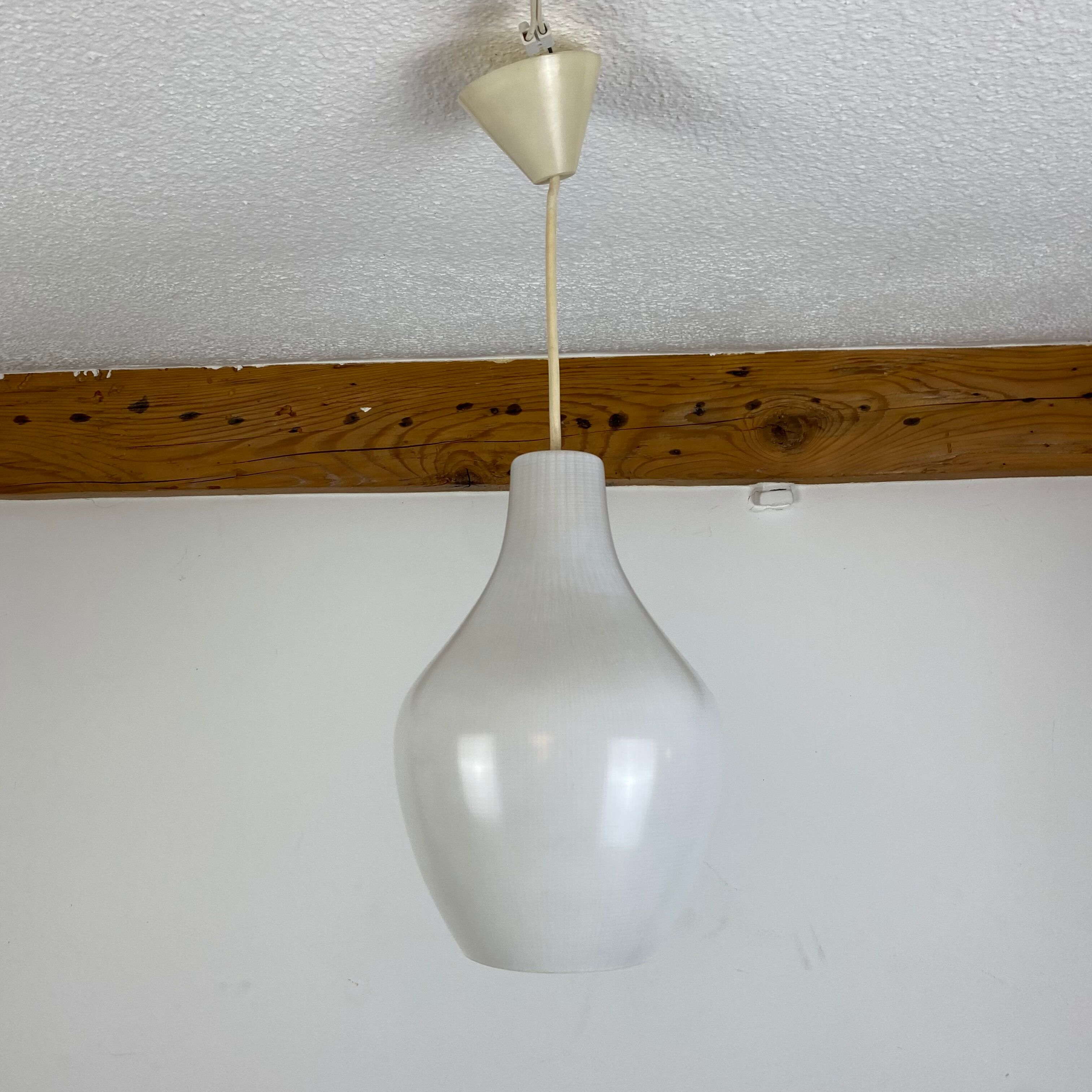 Scandinavian opaline pendant lamp drop 60s