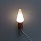 Wall lamp in teak with milky white cone-shaped shade in double glass