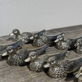 12 silver-plated metal knife rests with duck design