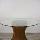 Round table from the 60s - 70s in rattan and glass