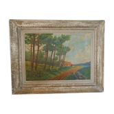 Countryside landscape, oil painting