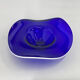 Mid-century Blue Glass Bowl, Czechoslovakia