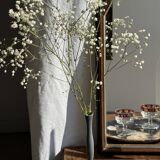Petit miroir arrondi, cadre en bois, encadrement doré H49,5