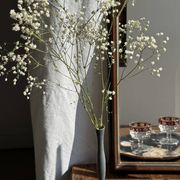 Petit miroir arrondi, cadre en bois, encadrement doré H49,5