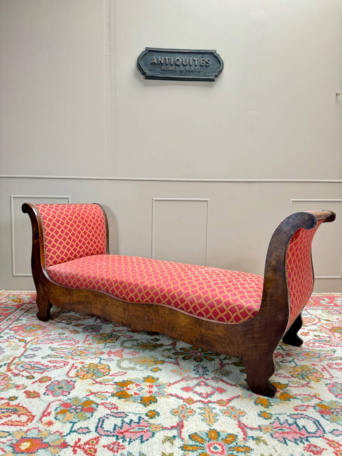 Bench, Mahogany Daybed, Restoration Period, 19th Century