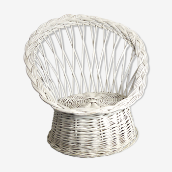 Fauteuil en osier blanc pour enfant