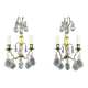 Pair of brass and crystal wall lights, 20th Century
