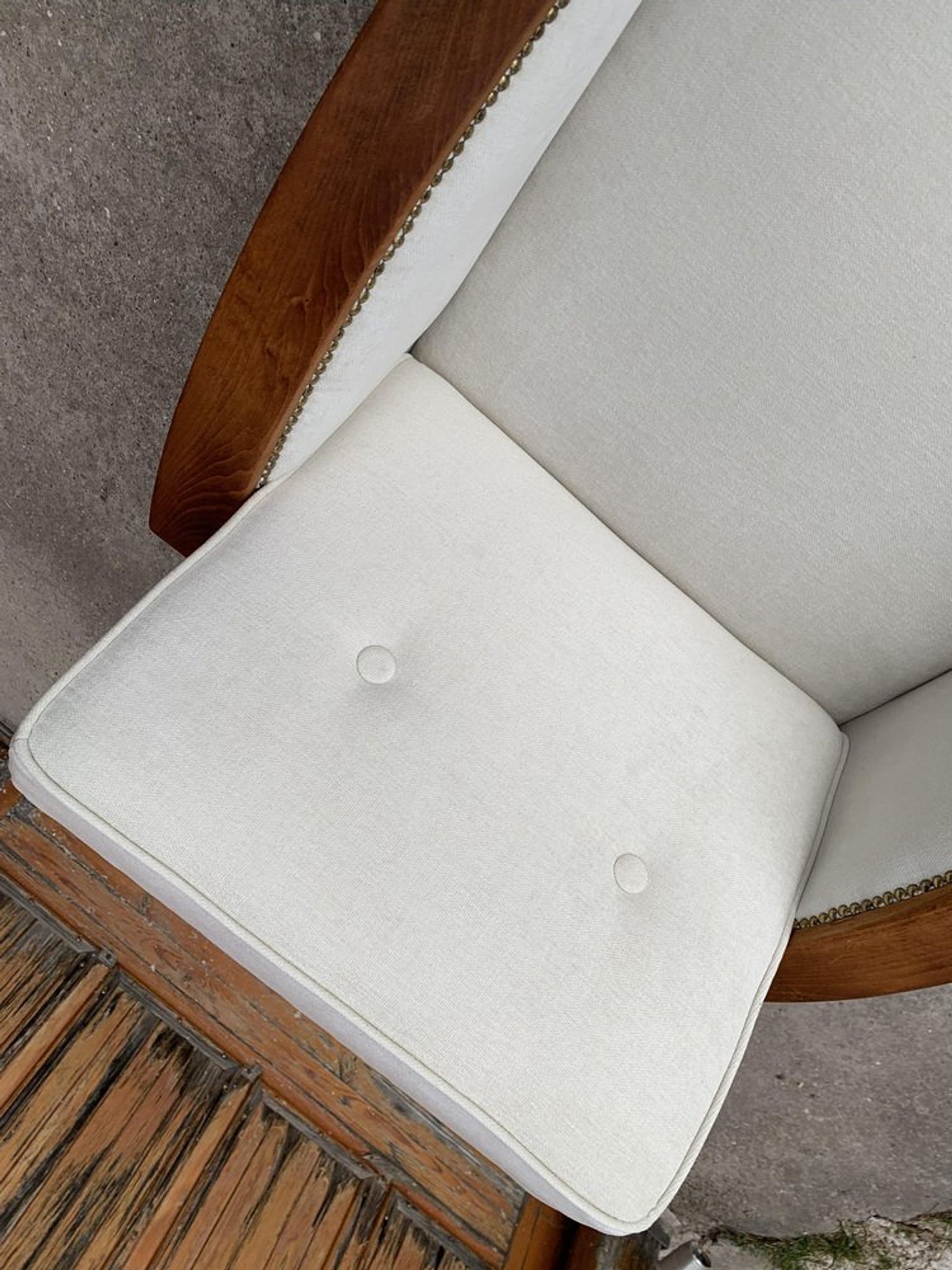 Fauteuil art déco beige, années 1920