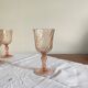6 vintage pink wine and water glasses, Rosaline Luminarc France tableware