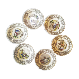 Service 6 Gien porcelain dessert plates