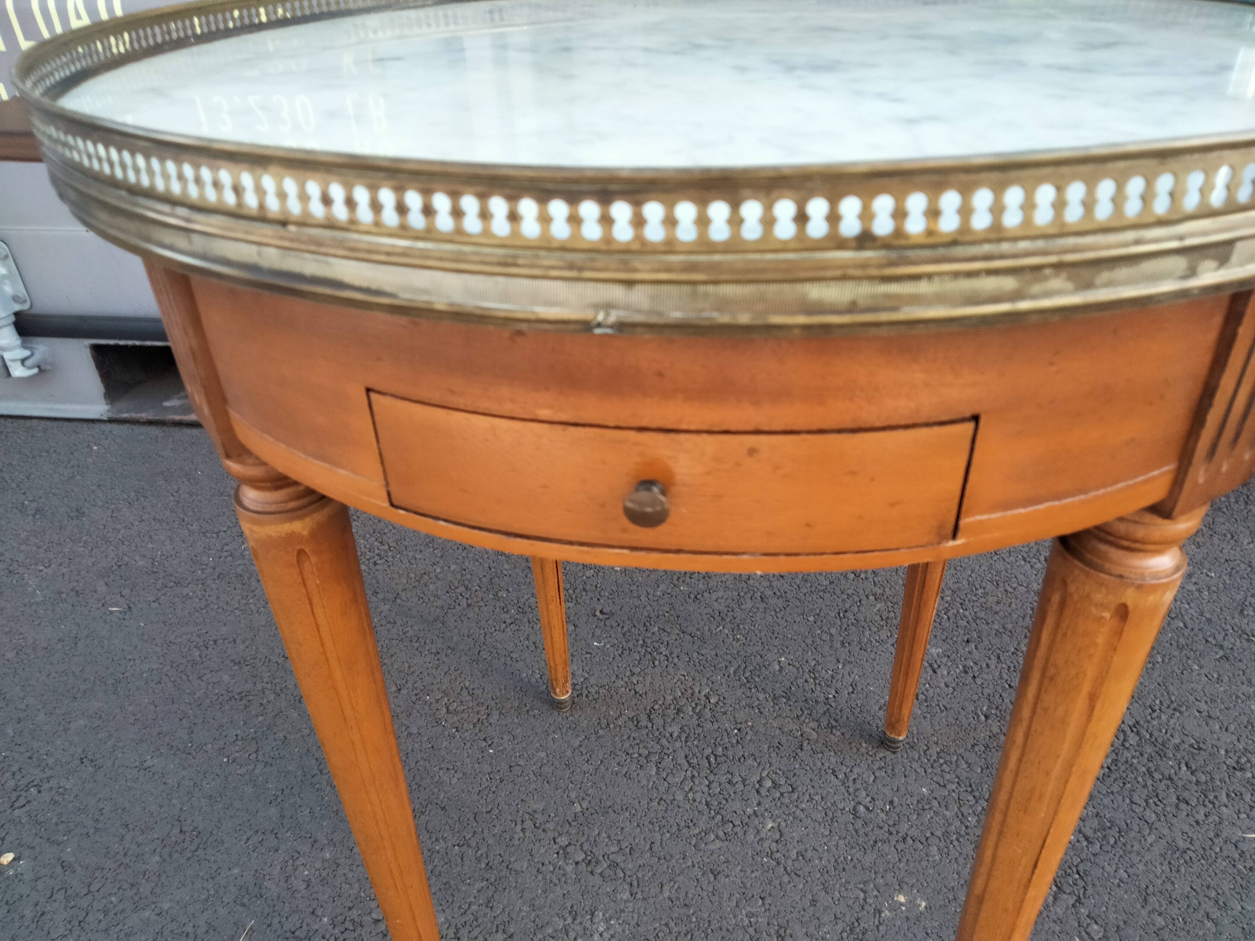 High table old hot water bottle Louis XVI style with marble top