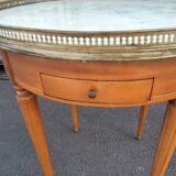 High table old hot water bottle Louis XVI style with marble top