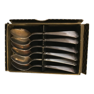 6 mocha spoons style art deco metal silver german brand grasoli