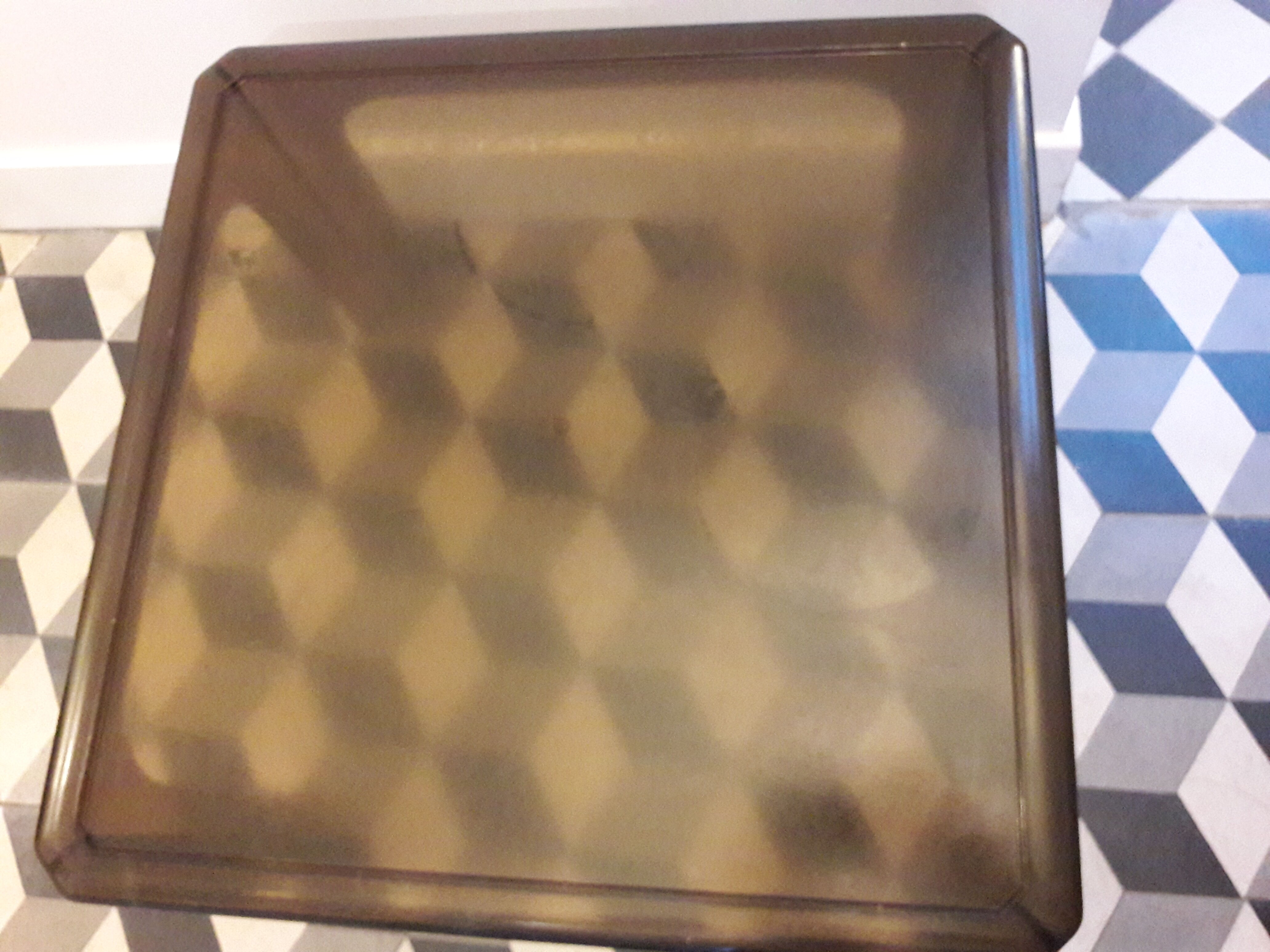 Square coffee table 60/70 plastic smoke, plexiglass smoke sofa end